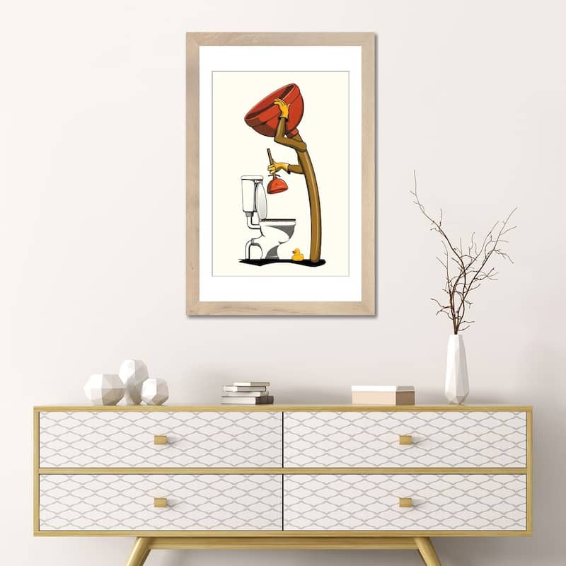 iCanvas "Bathroom Plunger Unblocking Toilet" by WyattDesign Bed Bath